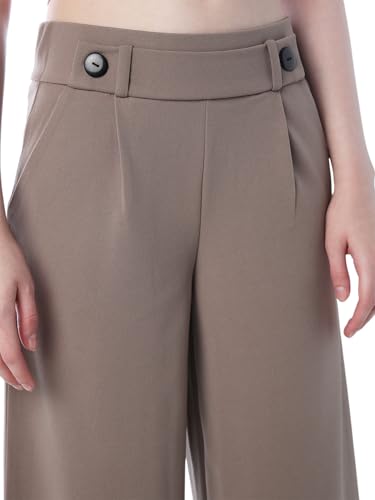 ONLY Women's Solid Wide Leg Brown Pants