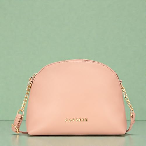 Caprese Romano Medium Sling Bag for Women | Solid Crossbody Shoulder Purse with Adjustable Strap | Hands-Free Multi-Compartment Bag for Daily Use (Cosmetic Pink)