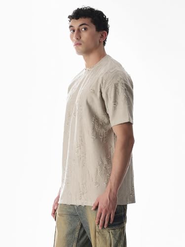 Jack & Jones Men's Oversized Beige Tshirt