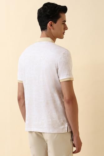 Allen Solly Men White Print Polo Neck T-Shirt