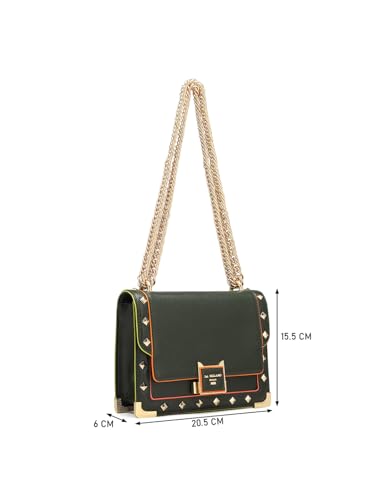 Da Milano Genuine Leather Green Shoulder Bag (00570B) (Small)