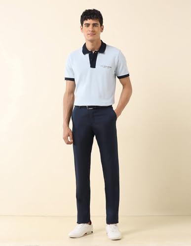U.S.Polo Association Men's Solid Denver Slim Fit Trousers Blue