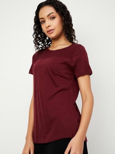 Max Women's Regular Fit T-Shirt (SMOKE4B_Burgundy