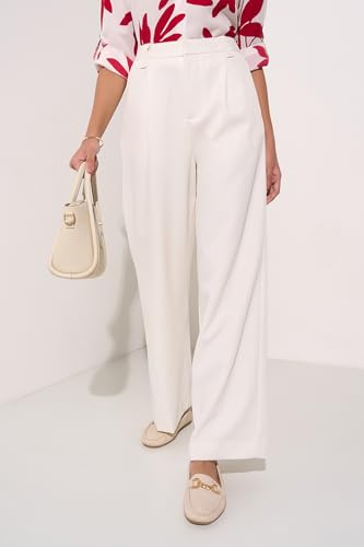 Annabelle by Pantaloons Women's Wide Leg Fit Pants (110158785005_Cream