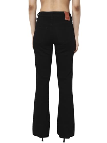 ONLY Women's Solid Flared Mid-Rise Black Jeans