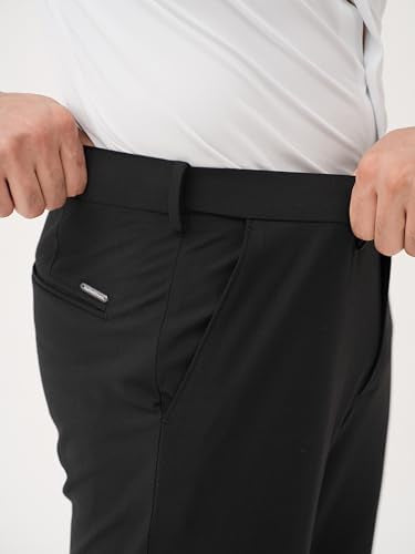 The Pant Project Luxury PV Lycra Stretchable Formal Pants for Men | Stylish Relaxed Fit Men's Wear Trousers for Office or Party | Mens Fashion Dress Trouser Pant (Black, 36)