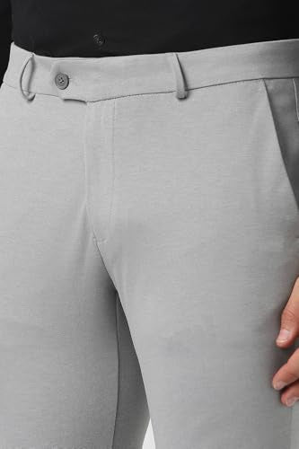 Men Grey Solid Formal Trousers