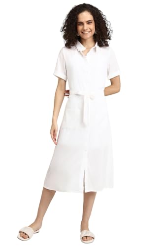 FOREVER 21 Women's Polyester Modern Above The Knee Dress (FWA23CDRF0076_White