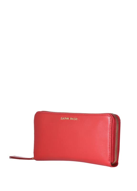 Satya Paul Red Maroon Leather Printed Women Wallet for Women