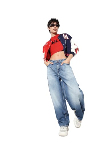 ONLY Women Straight Fit High-Rise Blue Jeans