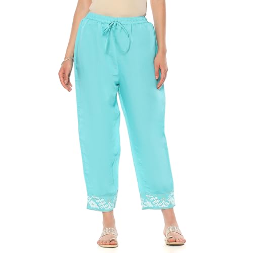 Rangriti Women's Regular 1 Palazzo (SHMRYJMDNI19558AW24AQU_Aqua