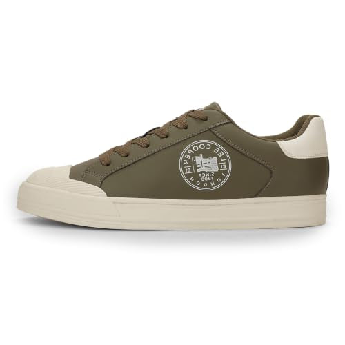 Lee Cooper Men's Olive Leather Sneakers – Lace-Up Casual Sports Shoes