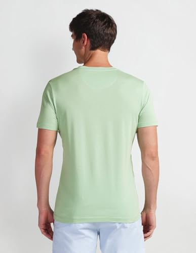 U.S. POLO ASSN. Mens Solid Half Sleeve Graphic Round Neck T-Shirts (UDTSHS0880_LT. Green_S)