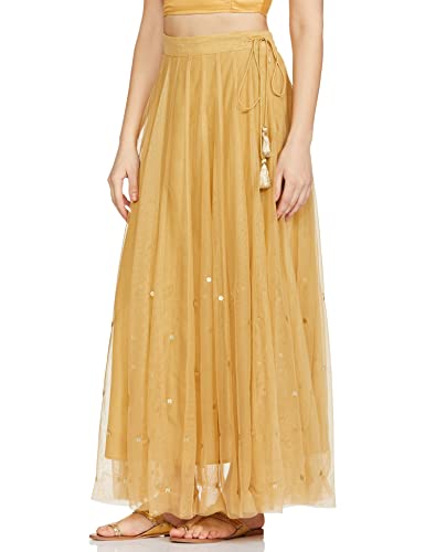 W for Woman Women Maxi Skirt (20CRW50453-215243_Gold_Regular Size)