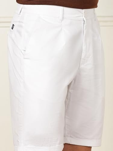 Thomas Scott Men's | Solid | Mid Rise | Light Weight | 100% Cotton | Casual | Chino | Shorts for Men (TSS038_White_30)