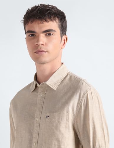 Tommy Hilfiger Mens Beige Color Shirt (XL)