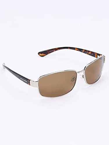 Skechers Men Polarized Rectangular Silver Sunglasses, Large
