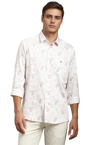 Louis Philippe Men White Slim Fit Print Full Sleeves Casual Shirt