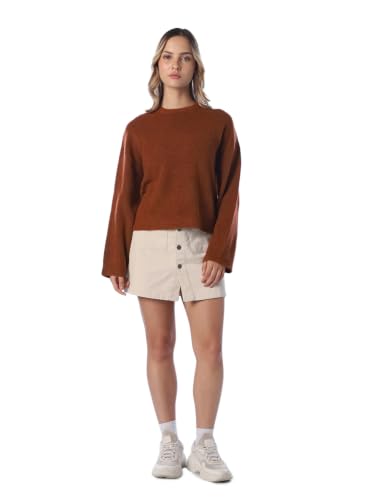 ONLY Women's Solid Regular Fit Brown Sweater