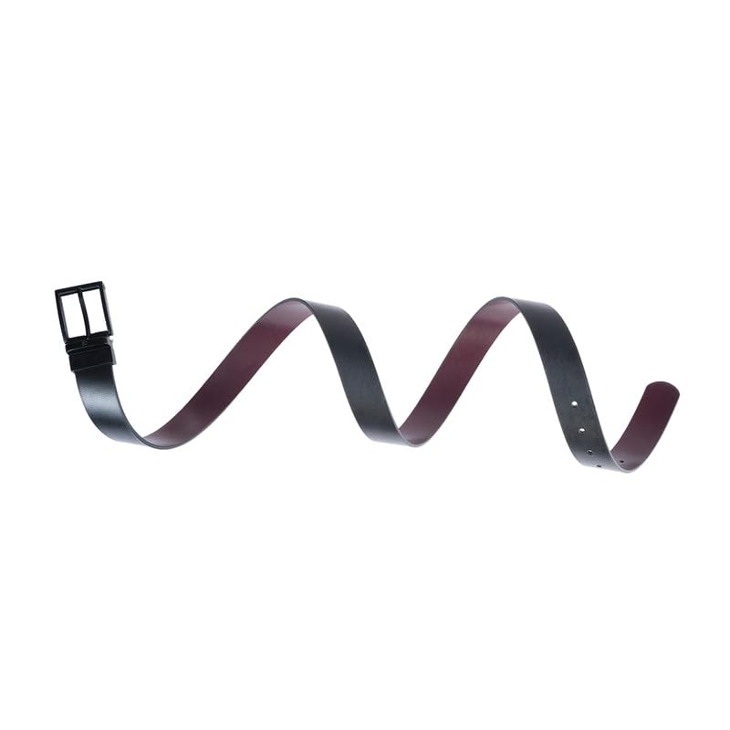 UNITED COLORS OF BENETTON Aarberg Leather Men Reversible Belt - Black+Wine, S 80Cm | Waist Range: 28-32 | Saffiano Textured Reversible Belt With Pin Closure