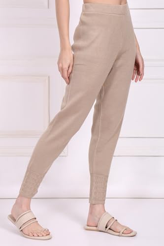 W for Woman Beige Solid Acrylic Legging - (W62081-224545-XL)
