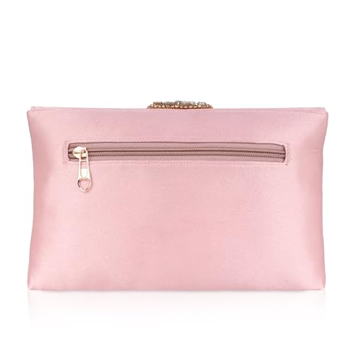 aiZ Bridal Accessories Stylish Clutch Purses for Women - Compact and Lightweight Design, One Pockets for Convenient Storage - Ideal for Everyday Use, Travel, and Casual Outings_ Pink