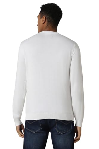 Van Heusen Men White Stripe Crew Neck Sweater