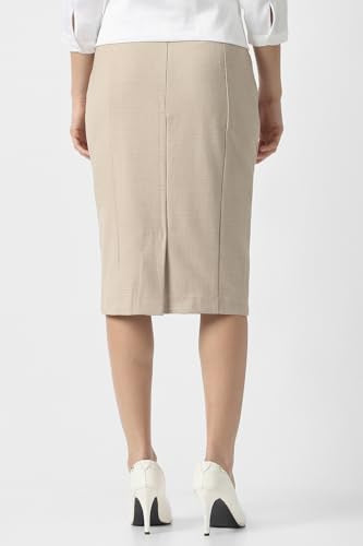 Women Beige Print Formal Knee Length Skirt