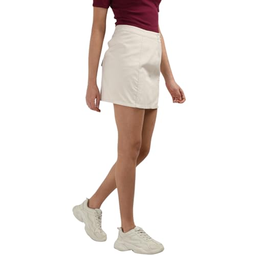 Tommy Hilfiger Beige Tencel Solid Women Slim Fit Skirt