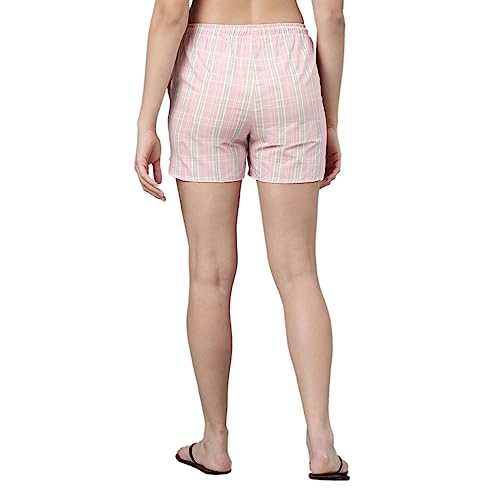 Enamor E7A1 Mid-Rise Cotton Shorts for Women with Side Pockets Coral Blush