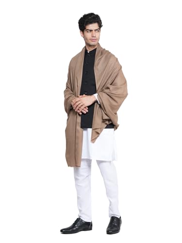 MUFFLY Men's Fine Wool Solid Shawl, Extra Soft Warm - Light Weight,Brown size-40 inch*80 inch