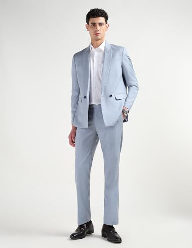 Arrow Men's Self Design Tailored Fit Suit (ARAJSU5571_Blue_36)