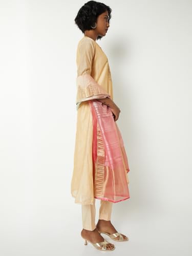 Max Women Embroidered A-line Kurta Set(Beige_S)