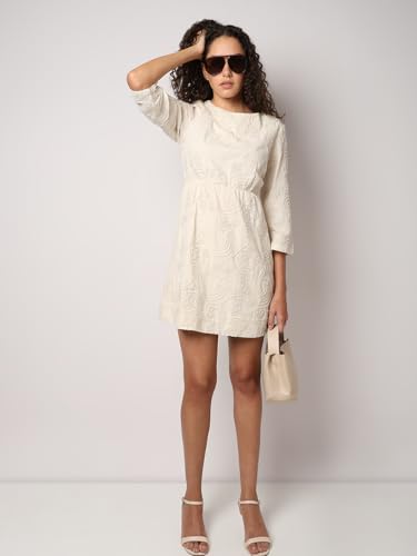 VERO MODA Women's Fit and Flare Beige Dress