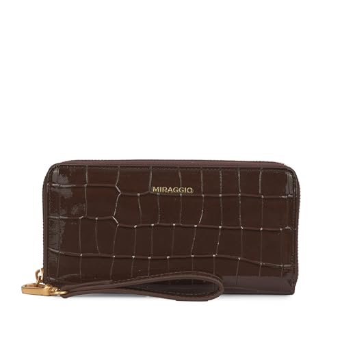 Miraggio Harlow Zip Around Wallet for Woman, Brown