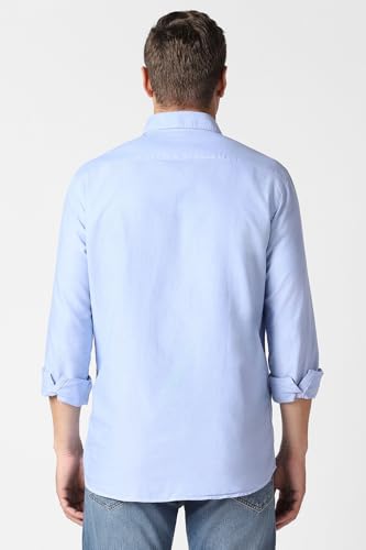 Men Light Blue Solid Full Sleeves Casual Shirt