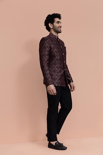 KISAH Men Maroon Ethnic Motifs Bandhgala, 38