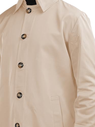 CHKOKKO Winter Wear Single Breasted Notch Lapel Tweed Pea Trench Long Coat For Men Camel M