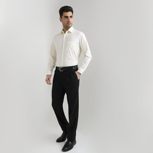 Park Avenue Men Regular Fit Checks Pattern Pure Cotton Semicutaway Collar Full Sleeve Formal Shirt (Size: 38)-PMSK18964-Y2 Light Yellow