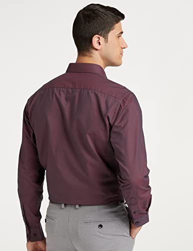 Amazon Brand - Symbol Men's Cotton Rich Formal Shirt | Plain | Full Sleeve - Regular Fit (Available in Plus Size) (Maroon_42)