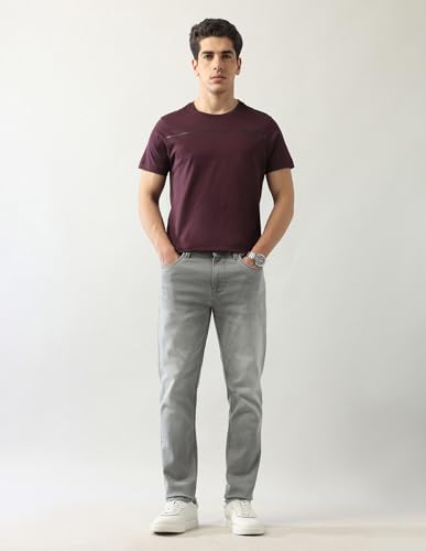 Arrow New York Men's Regular Fit T-Shirt (ANAJTS3123_Purple