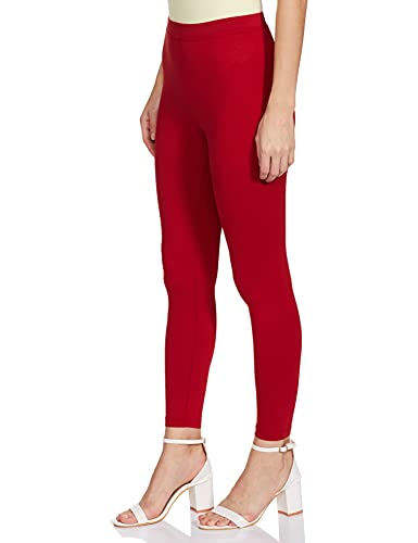 Max Women's Regular Fit Cotton Leggings (NOOSAL21RERED_RED_XL_Red_XL)