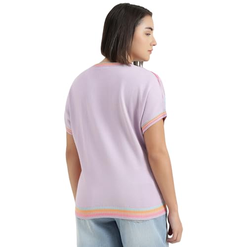 United Colors of Benetton Round Neck Self Design Sweater (Size : S) - 26P1JELCB088I901 Multicolour