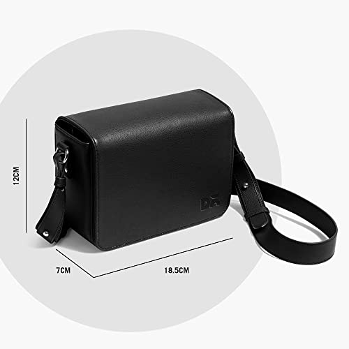 DailyObjects Black Sol Box Sling Crossbody Bag for Women, Girls | Durable Vegan Leather | Stylish Ladies Wallet Purse|Shoulder Handbag | Magnetic Flap Closure & Adjustable Wide Strap