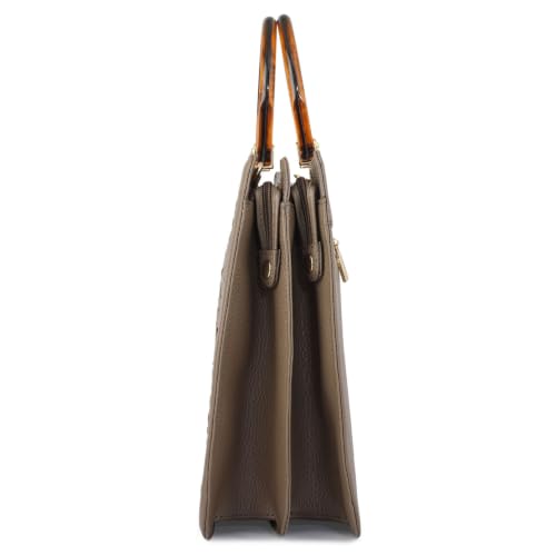 Da Milano Leather Satchel Bag for Women - Greyish Taupe (LB-02098)