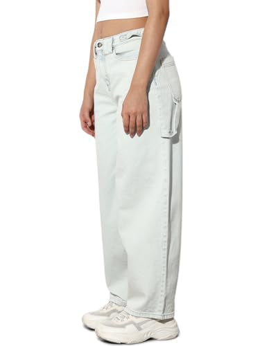 ONLY Women's Baggy Fit High Rise Blue Jeans