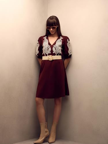 VERO MODA Women's Fit and Flare Brown Dress