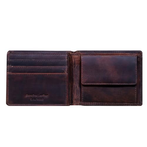 Calfnero Men's Genuine Leather Wallet-Multiple Card Slots ID Window with Coin Pocket- Leather Wallet (1123-F)