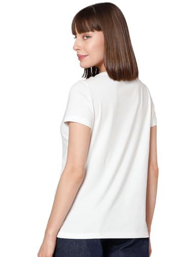 VERO MODA Women Graphic Print Cotton Regular Fit White T-Shirt