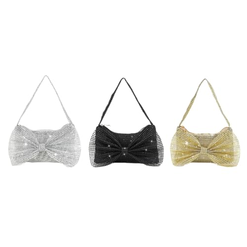 LOOM TREE Women Evening Clutch Bag Female Underarm Bag for Weddings Commuting Birthday Silver